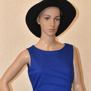 Ivanka Trump Royal Blue Ruched Sleeveless Sheath Dress US 8